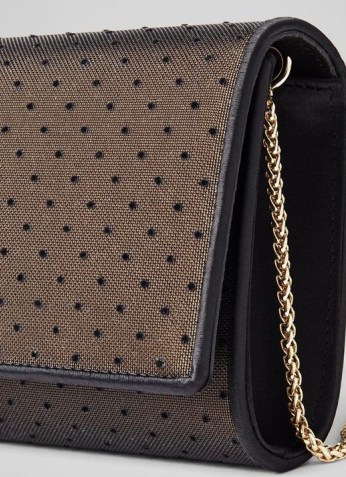 L.K. BENNETT JULIET BLACK FABRIC CLUTCH ~ spot mesh evening bags ~ chic party accessories - flipped