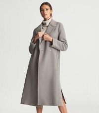 REISS KAIA ZIP DETAIL WOOL BLEND COAT MINK ~ womens side zip detail coats ~ womens’s stylish winter outerwear ~ classic looks