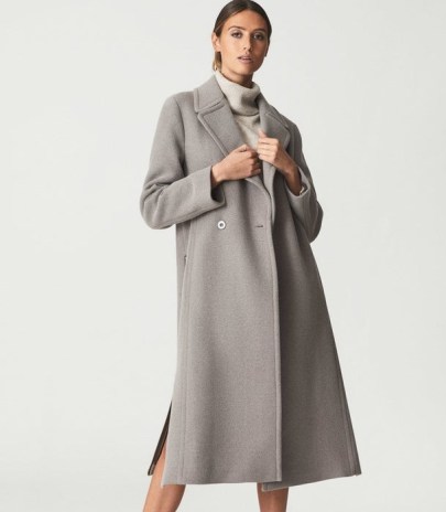 REISS KAIA ZIP DETAIL WOOL BLEND COAT MINK ~ womens side zip detail coats ~ womens’s stylish winter outerwear ~ classic looks - flipped