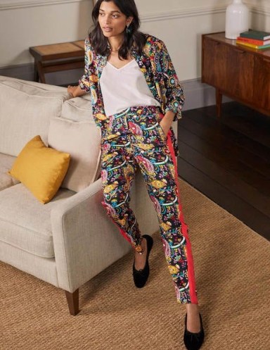 BODEN Ludlow Satin Trousers Black, Fantastical / womens floral and paisley print trousers