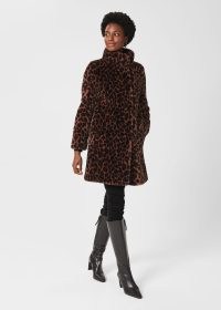 HOBBS MADDOX FAUX FUR COAT CAMEL MULTI – glamorous leopard print winter coats – animal prints