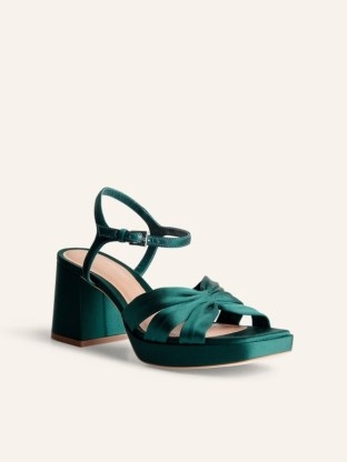 REFORMATION Maize Platform Sandal in Sycamore ~ green silk satin chunky block heel sandals ~ luxe platforms - flipped