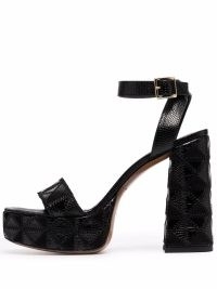 Maje Francoise stitched platform sandals | black stitch detail ankle strap platforms | vintage style high block heel shoes | womens retro footwear