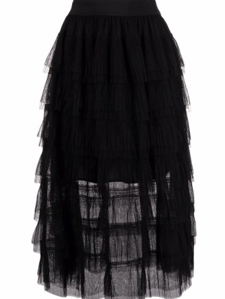 Maje layered tulle midi skirt in black – semi sheer overlay skirts – feminine fashion – romance inspired - flipped