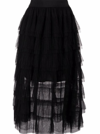 Maje layered tulle midi skirt in black – semi sheer overlay skirts – feminine fashion – romance inspired