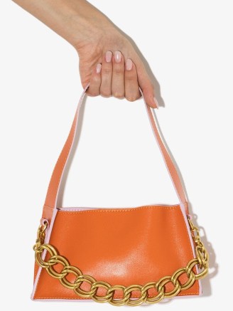 Manu Atelier Kesme trimmed shoulder bag ~ orange leather chunky chain detail bags