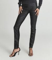Reiss MEAVE PANELLED LEATHER LEGGINGS BLACK – luxe skinny trousers