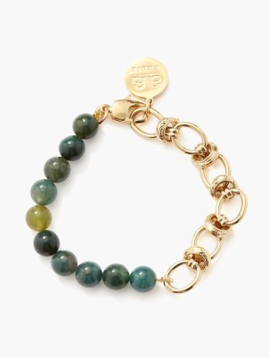 BY ALONA Ayla agate & 18kt gold-plated bracelet ~ tonal green stone bead bracelets