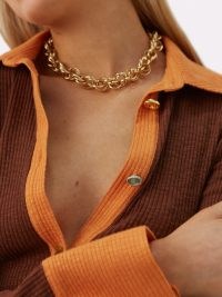 BY ALONA Celeste 18kt gold-plated chain-link necklace – multi chain linked statement necklaces – womens chic modern jewellery