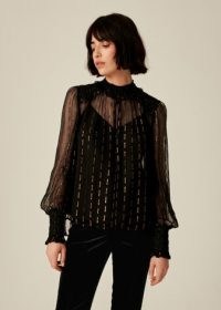 Me and Em Metallic Chiffon Swing Blouse in Black Bronze / shimmering semi sheer evening blouses / camisole and overlay party tops