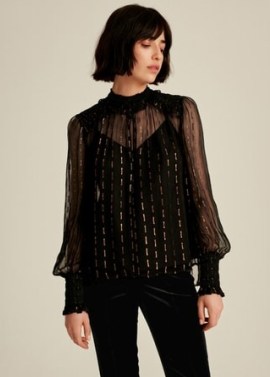Me and Em Metallic Chiffon Swing Blouse in Black Bronze / shimmering semi sheer evening blouses / camisole and overlay party tops - flipped