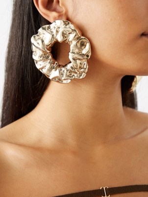JACQUEMUS Chouchous hoop earrings / large statement scrunchie style hoops / ruched shaped jewellery - flipped