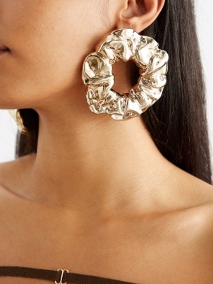 JACQUEMUS Chouchous hoop earrings / large statement scrunchie style hoops / ruched shaped jewellery