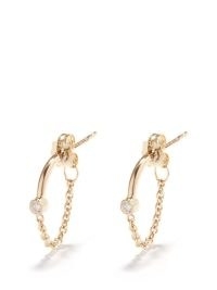 ZOË CHICCO Diamond & 14kt gold chain huggie hoop earrings ~ womens fine jewellery ~ delicate huggies ~ small luxe style hoops