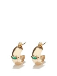 ZOË CHICCO Emerald & 14kt gold hoop earrings ~ green gemstone huggie style hoops ~ luxe style jewellery