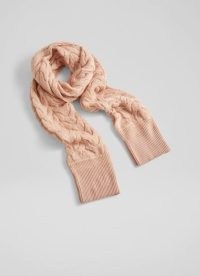L.K. BENNETT MICHEL PALE PINK MOHAIR MIX SCARF ~ womens luxe style cable knit scarves ~ women’s winter accessories