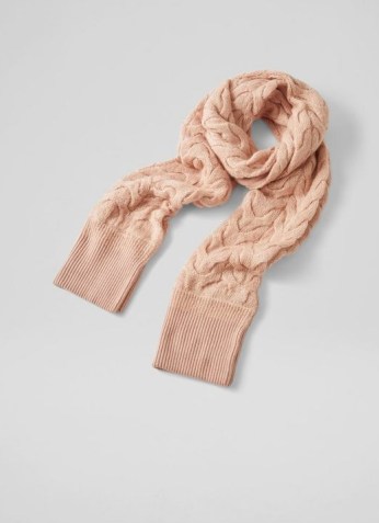 L.K. BENNETT MICHEL PALE PINK MOHAIR MIX SCARF ~ womens luxe style cable knit scarves ~ women’s winter accessories - flipped