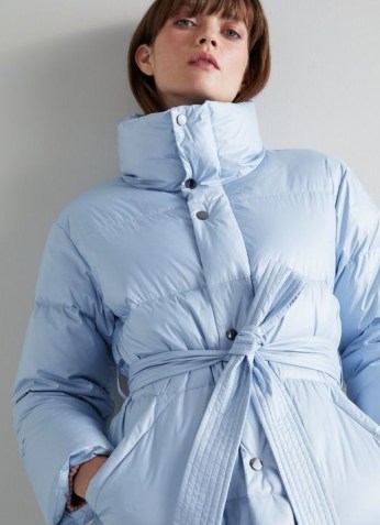 L.K. BENNETT MORZINE SKY BLUE RECYCLED DOWN PUFFER JACKET ~ women’s stylish casual winter jackets - flipped
