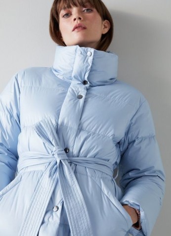 L.K. BENNETT MORZINE SKY BLUE RECYCLED DOWN PUFFER JACKET ~ women’s stylish casual winter jackets