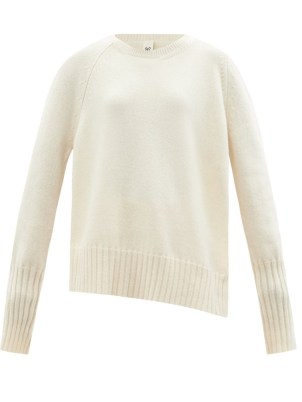 PETAR PETROV Enda asymmetric ivory cashmere sweater ~ chic slouchy jumpers ~ luxe relaxed fit sweaters ~ womens designer knitwear - flipped