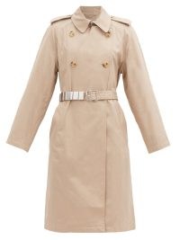 CHRISTOPHER KANE Metal-belt beige cotton-gabardine trench coat | womens classic style coats