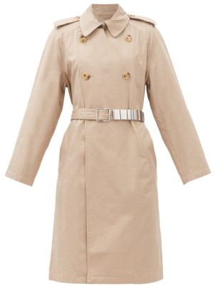 CHRISTOPHER KANE Metal-belt beige cotton-gabardine trench coat | womens classic style coats - flipped