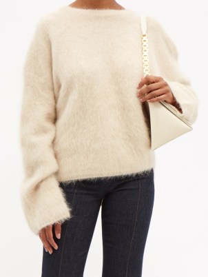 TOTÊME Round-neck alpaca-blend sweater | womens luxe cream sweaters | relaxed luxury look drop shoulder jumpers | womens fluffy knitwear - flipped