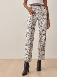 Reformation Oasis High Rise Straight Jeans | womens on-trend printed denim fashion