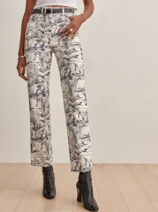 Reformation Oasis High Rise Straight Jeans | womens on-trend printed denim fashion - flipped
