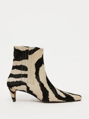 JIGSAW Olivia Heeled Ankle Boot in Zebra / womens animal print boots - flipped