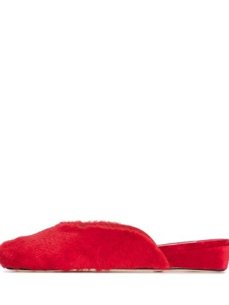 Olivia Morris At Home Petula teddy faux-fur slippers – womens red fluffy slippers