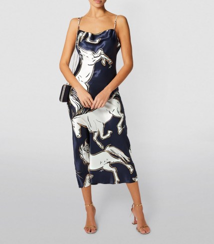 OLIVIA VON HALLE Silk Horse Print Bibi Slip Dress | luxe animal print cami dresses - flipped