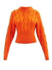 EMILIA WICKSTEAD Hilda high-neck cabled-wool sweater / womens orange jumpers