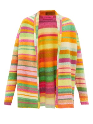 THE ELDER STATESMAN Striped cashmere cardigan | womens open front drop shoulder cardigans | women’s designer multicoloured knitwear