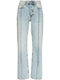 Our Legacy Linear Cut straight-leg jeans | womens light blue front crease effect denim jeans