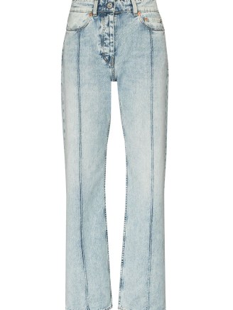 Our Legacy Linear Cut straight-leg jeans | womens light blue front crease effect denim jeans - flipped