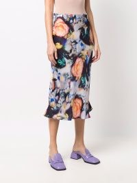 PAUL SMITH high-waisted floral skirt – flower print midi skirts – feminine florals