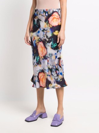 PAUL SMITH high-waisted floral skirt – flower print midi skirts – feminine florals - flipped
