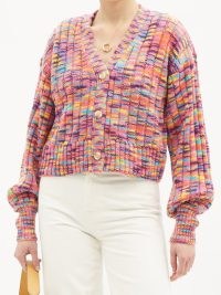 STAUD Eloise space-dyed stripe ribbed cardigan – bright multicoloured cardigans – womens pink tone knitwear
