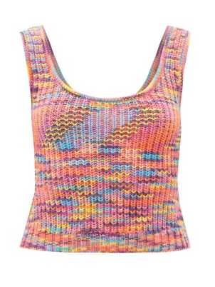 STAUD Gardenia Space Dye ribbed-knit top – multicoloured knitted vest tops – womens bright knitwear - flipped