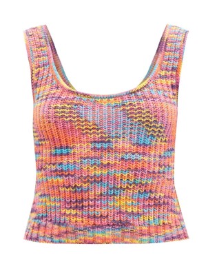 STAUD Gardenia Space Dye ribbed-knit top – multicoloured knitted vest tops – womens bright knitwear