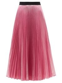 CHRISTOPHER KANE Pleated pink lamé midi skirt – shimmering metallic style skirts