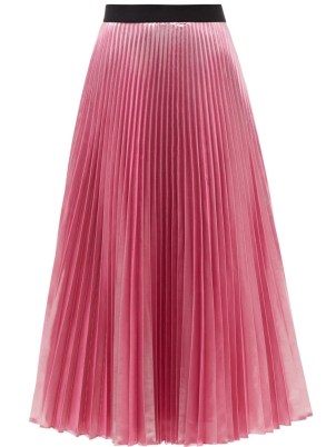 CHRISTOPHER KANE Pleated pink lamé midi skirt – shimmering metallic style skirts