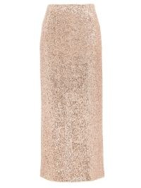 TOM FORD Pink sequinned longline skirt / glittering ankle skimming skirts / sequin evening occasion fashion