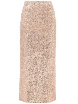 TOM FORD Pink sequinned longline skirt / glittering ankle skimming skirts / sequin evening occasion fashion - flipped