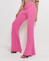 RIVER ISLAND PINK SIDE SPLIT FLARED TROUSERS ~ womens 70s vintage inspired flares