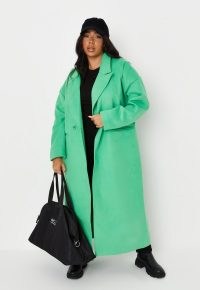 MISSGUIDED plus size bright green oversized formal coat ~ womens on-trend longline coats