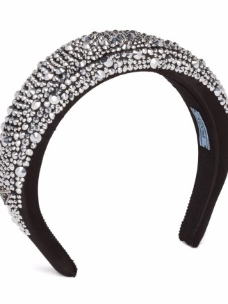 Prada stud-embellished headband | silver tone studded headbands | designer hair accessories - flipped