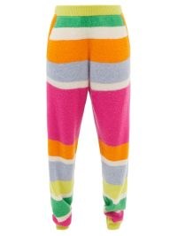 THE ELDER STATESMAN Striped cashmere track pants | womens multicoloured knitted joggers | women’s bright jogging bottoms | luxe knitwear