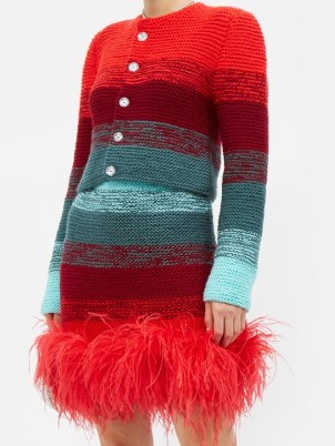 GERMANIER Crystal-button gradient knitted jacket – designer knitwear - flipped